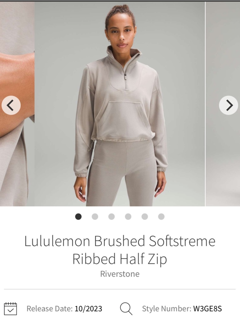 💎 NWOT Lululemon Brushed Softstreme Ribbed Half Zip Sz 10 *Riverstone*